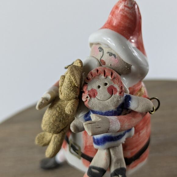 Handmade Santa Christmas Ornament Dangle Skinny Leg OOAK Clay Unique Tradition - Picture 6 of 8